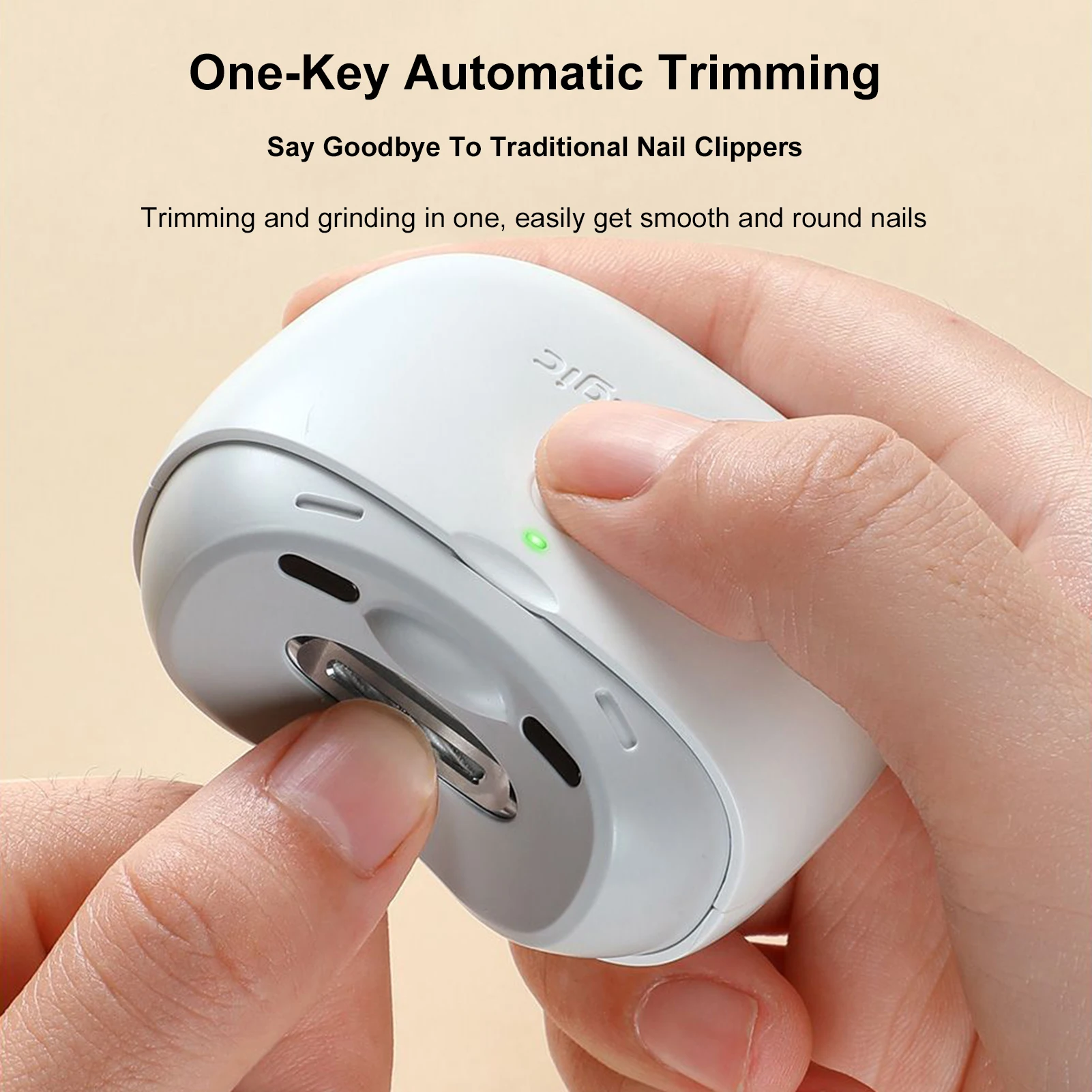 

Electric Nail Clippers Automatic Fingernail Trimmer with Light Fingernail Cutter and File 2-In-1 Design USB Nail Trimmer