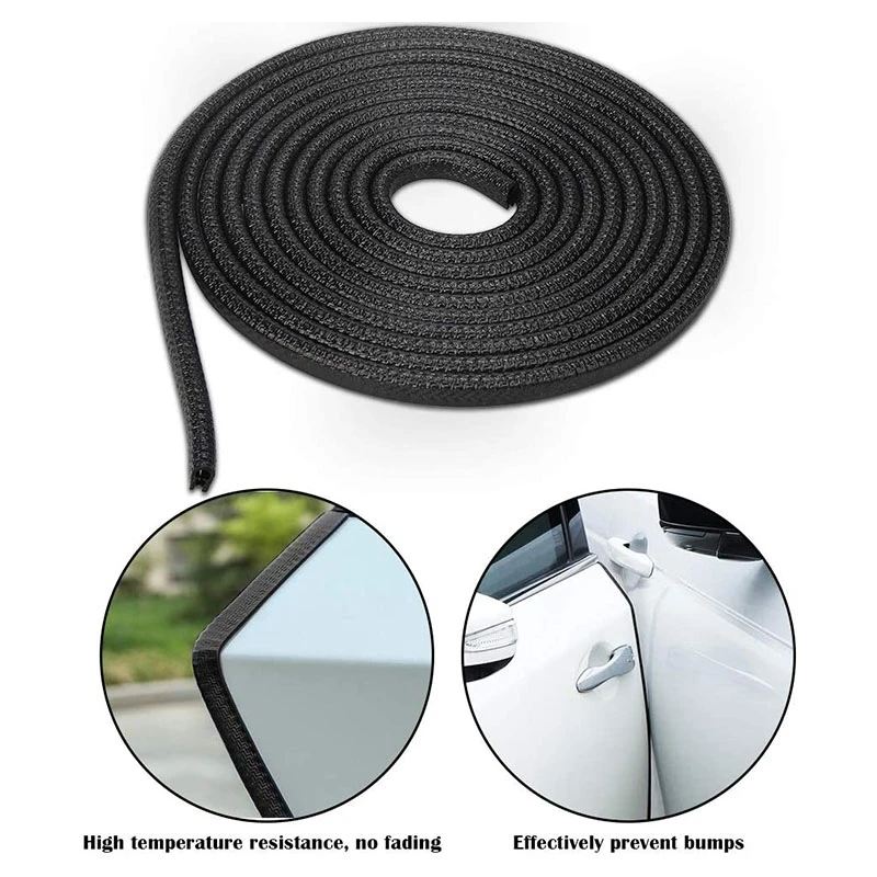 U-Shaped Keel Strip Sheet Metal Edge Sealing Strip Car Door Free Of Paste Anti-Collision 20 Meters Black