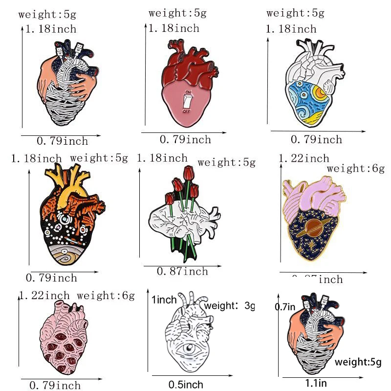 Brooch Medical Anatomical Heart Enamel PINS Brooch Heart Neurology PINSs Lapel Badge for Doctor Gifts 18style Heart Organ Series