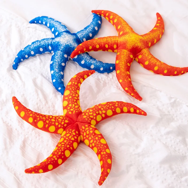 Realista 40cm estrella de mar muñeco de peluche almohada simulación azul naranja criatura marina juguete de peluche decoración del hogar regalo para niños y niñas