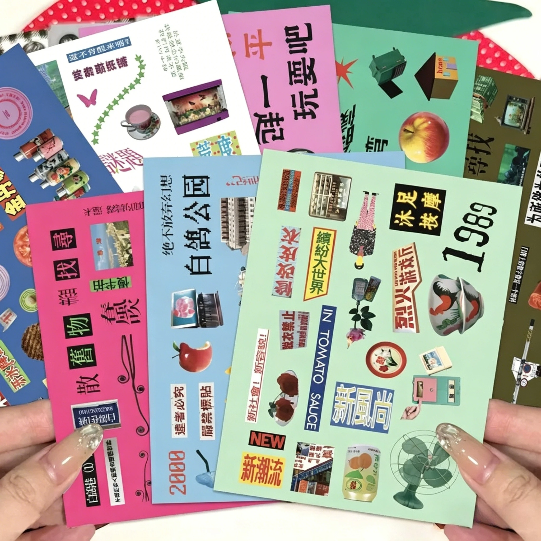 8 hojas estilo Y2K Dreamcore Retro Hong Kong Weirdcore para collages, diario, álbum de recortes, Junk Journal, funda de teléfono, papelería