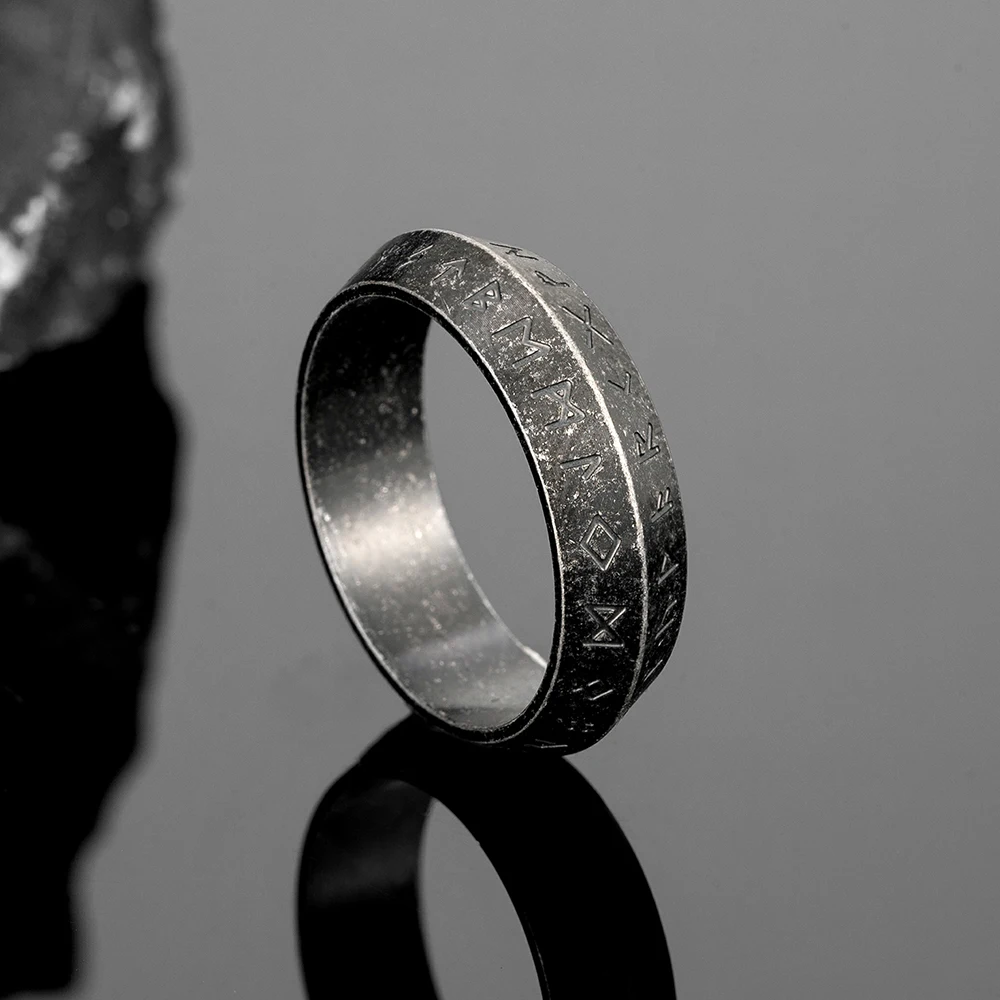 خاتم فايكنغ نورس فوتhark الرونية للرجال عتيق فضي اللون من الفولاذ المقاوم للصدأ Vegvisir تميمة مجوهرات أيسلندية هدايا إبداعية