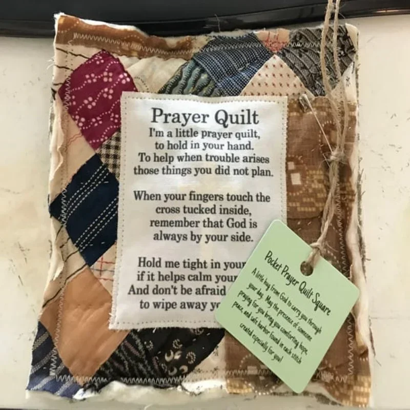 Prayer Quilt with Cross Inside Hand Stitched Pocket Prayer Cross Quilt Symbolism Poetry Family Prayer Quilt