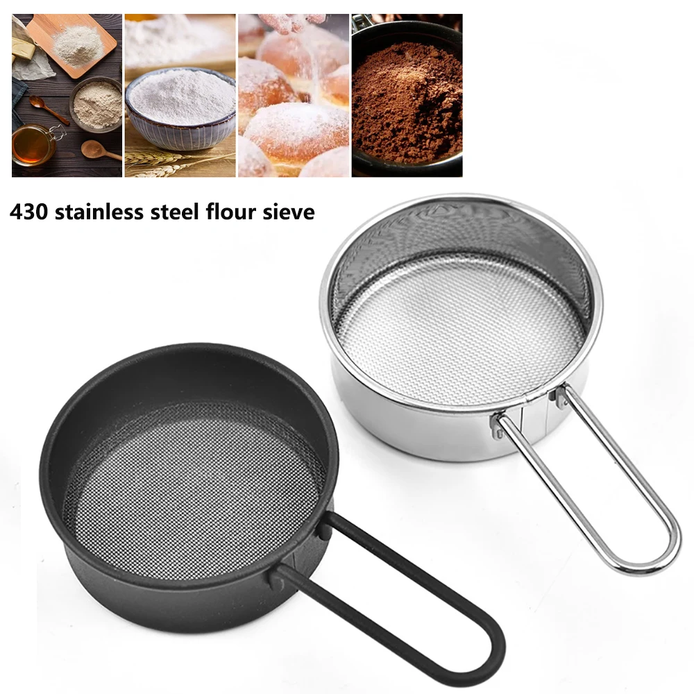 

304 Stainless Steel Min Flour Sieve Handheld Baking Tool Fine Mesh Flour Sieve Flour Sifter DIY Kitchen Tools For Filtering Food