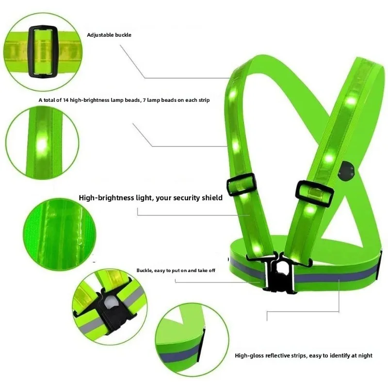 Carregamento usb led light up colete reflexivo segurança sem mangas arnês ciclismo noite correndo trabalho ao ar livre proteção de visibilidade novo