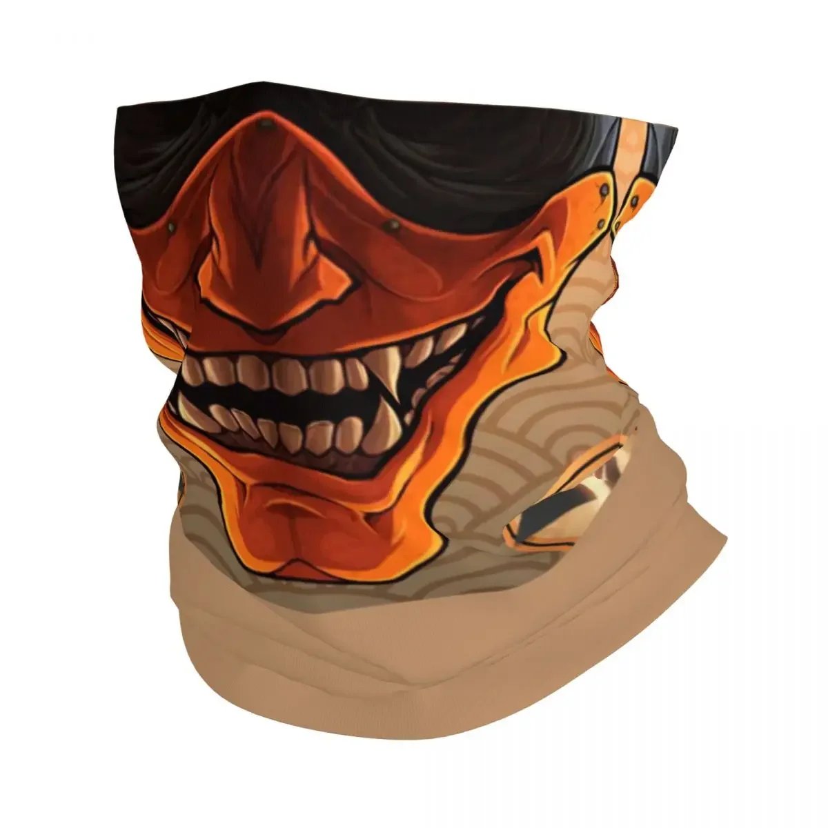 Oni Samurai Demon Bandana Neck Gaiter UV Protection Face Scarf Cover Women Men Hannya Headband Tube Balaclava