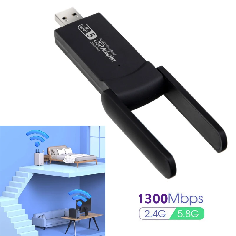 1300Mbps USB WiFi network card Wireless USB Adapter Transmit/Receive WiFi driver free External Antenna Dual band Game USB Card