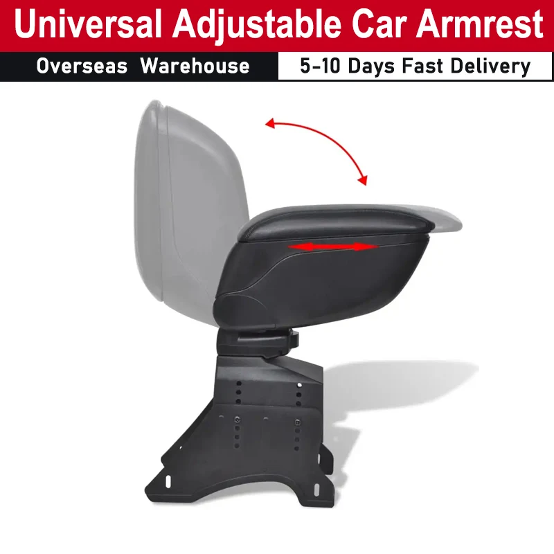 Universal Adjustable Car Armrest with Integrated Console Compartment ABS Material Universal Vehicle Accessory Car Armrest