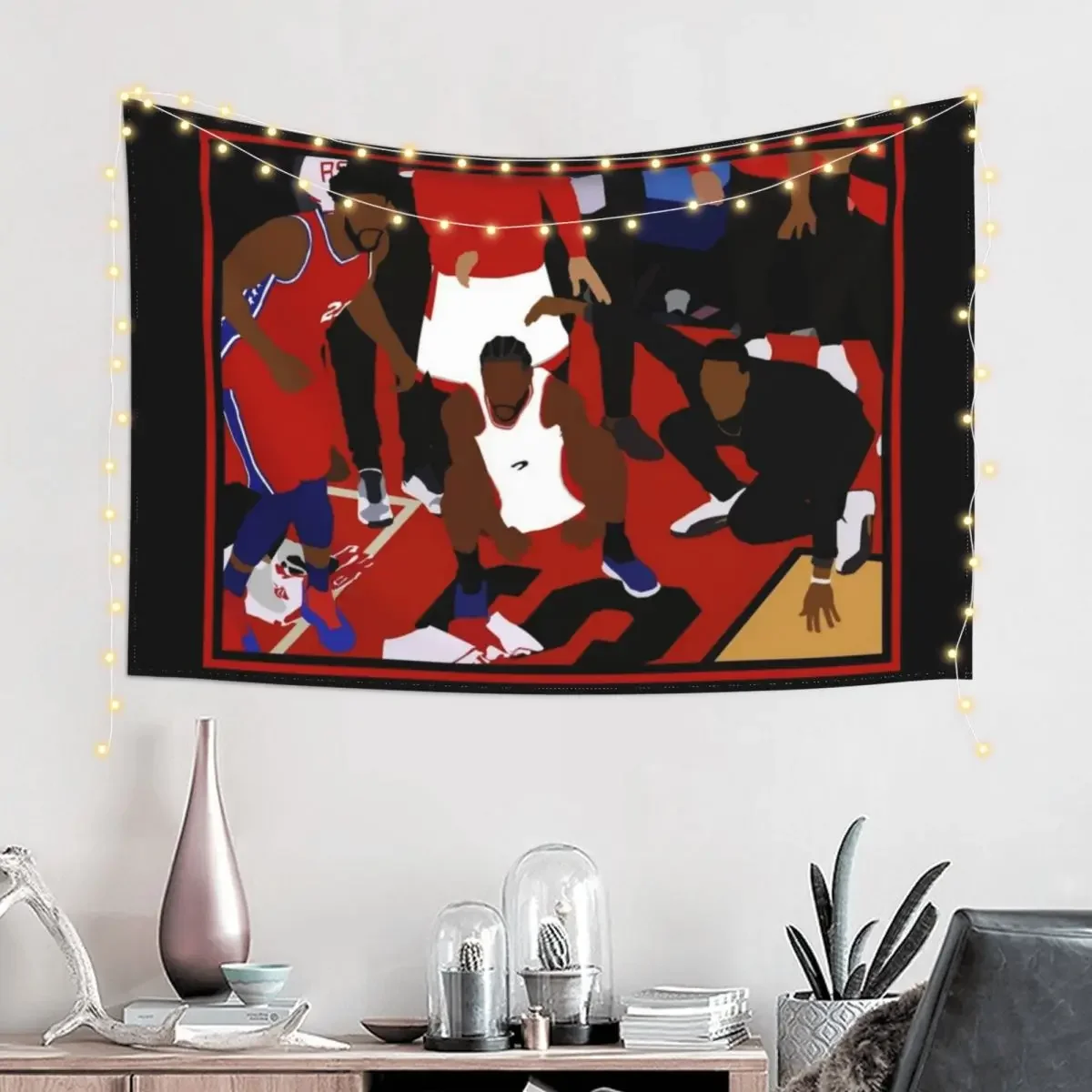 Kawhi Leonard Game Winner Celebration Tapestry Korean Room Decor Wall Hanging Aesthetic Room Decor Tapestry