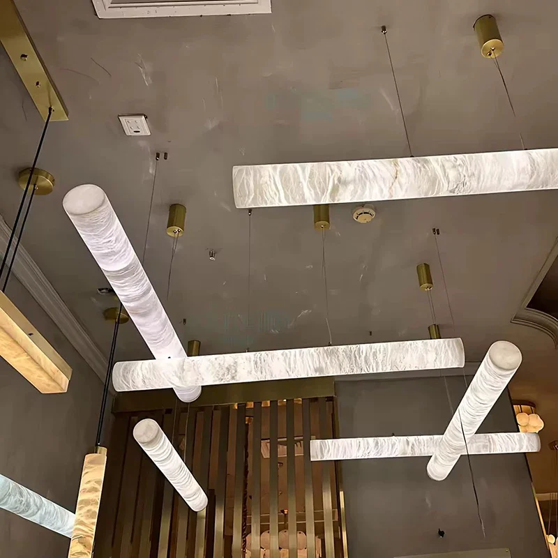 Alabaster  Chandeliers Creative Luxury LED Dimmable Light for Restaurant Hotel Bar Available in Middle Sizes