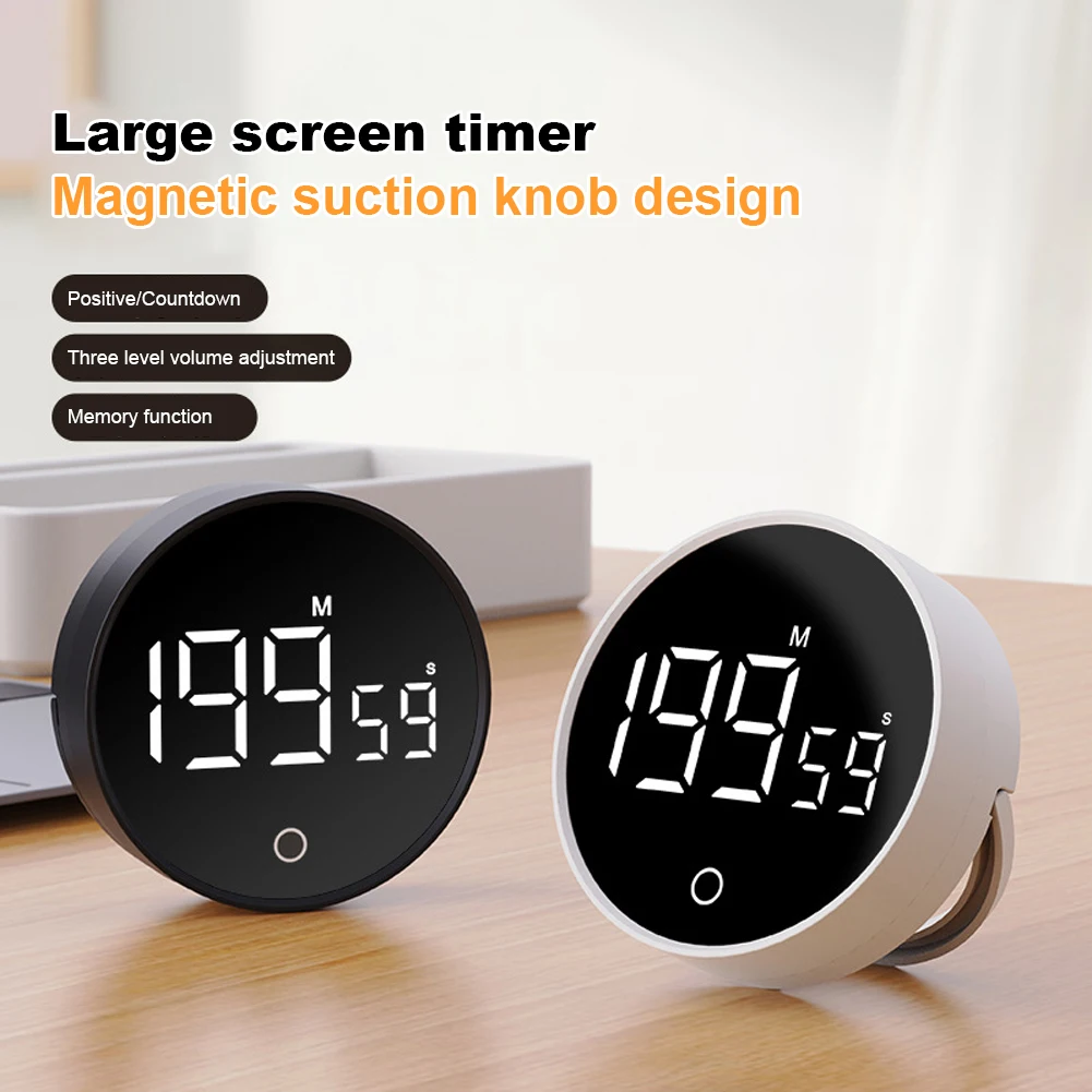 Magnetic LED Digital Kitchen Timer Large LED Display Electronic Digital Timer Stopwatch Alarm Clock for Cooking Working Studying