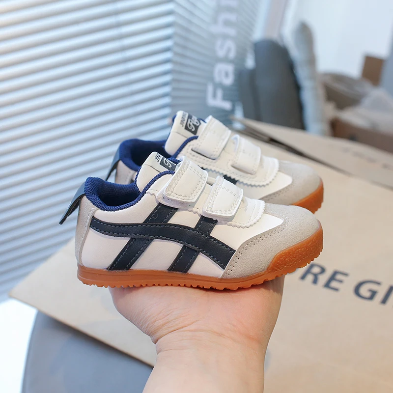Spring Autumn Toddler Girls Retro Casual Sneakers Hook Loop Non-Slip Soft Sole Daily Walking Shoes