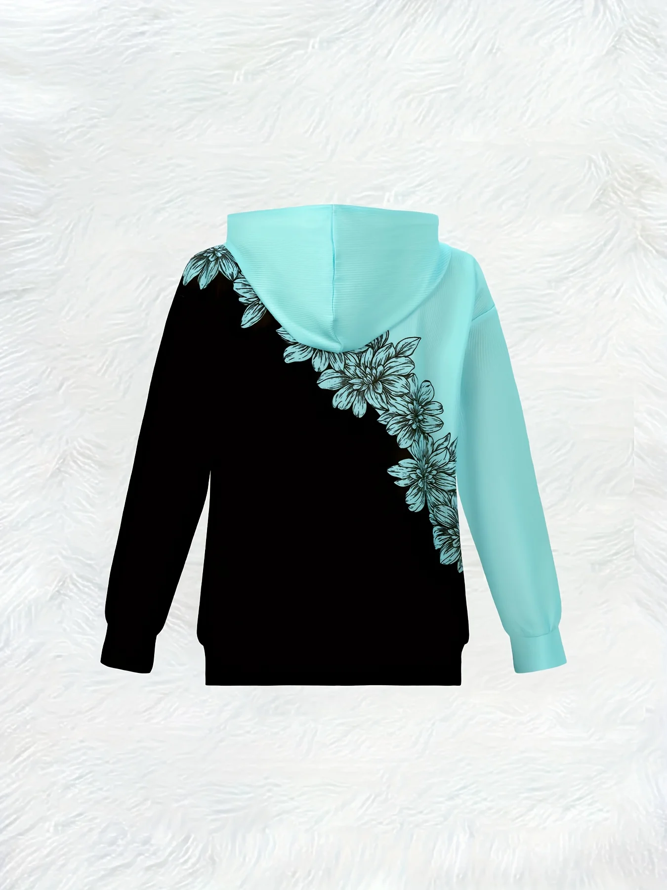 Printed Design  Women's  Spliced Floral Zip Hoodie Jacket