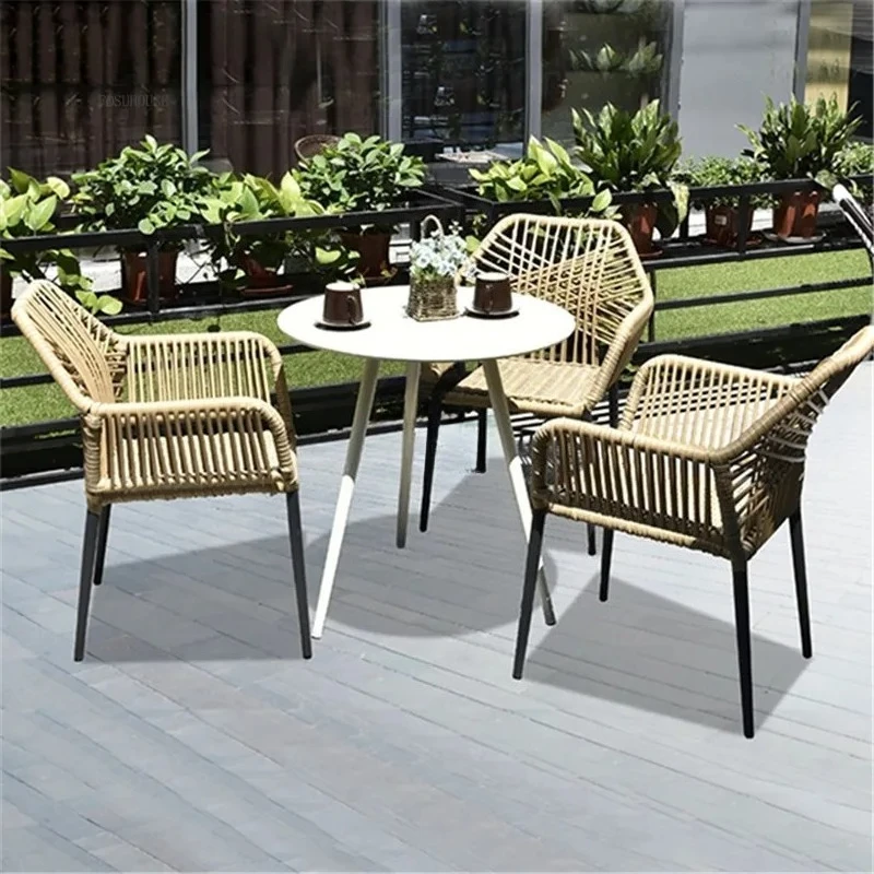 

m Rattan Outdoor Beach Chairs Outdoor Furniture Leisure Back Armchair High-end Balcony Garden Dining Chair m