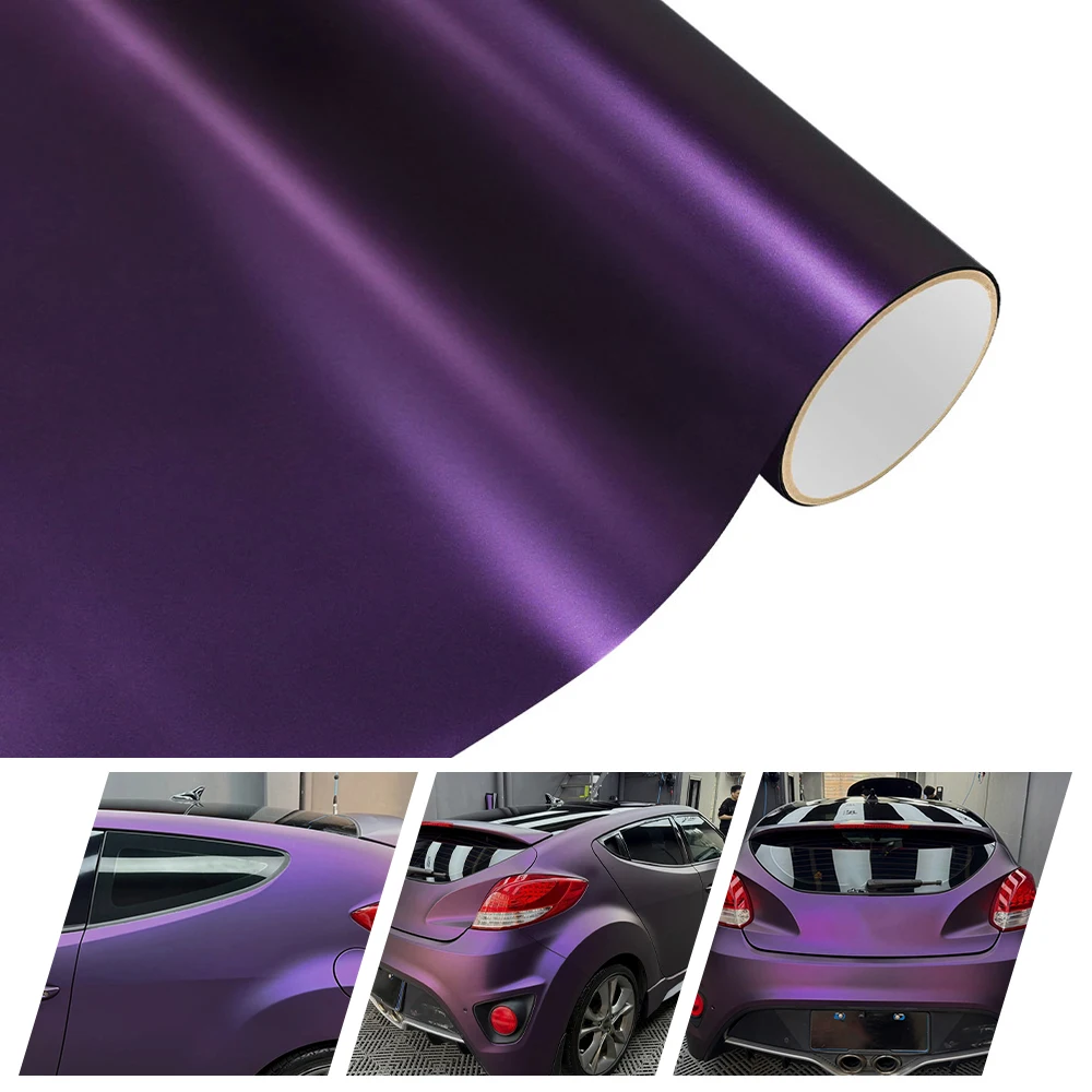 Car Wrap Film Matte Metallic Pinot Noir Purple Water Color Change Vinyl Film PET Decals Air Bubble Free Wrapping Car Decoration