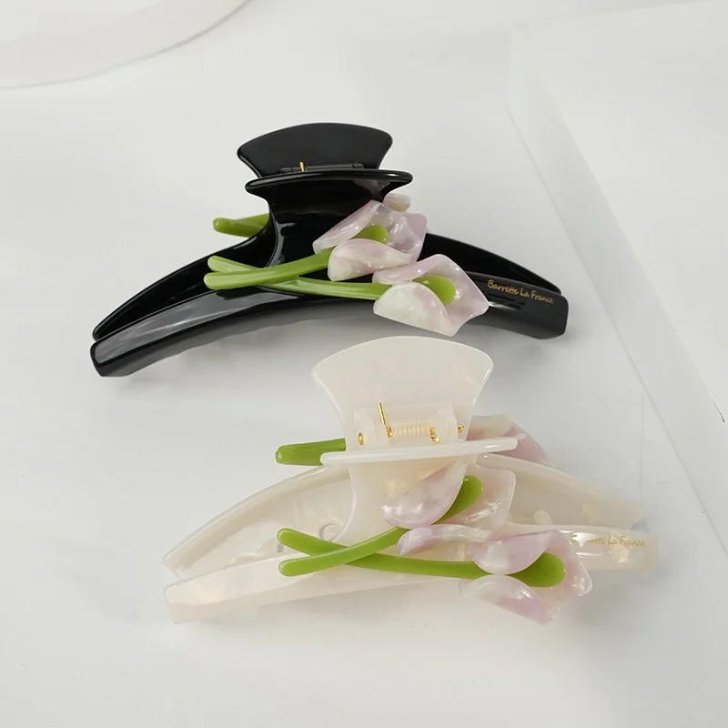 

1 шт. Элегантная заколка-краб для волос в форме тюльпана, женская, с очаровательным цветочным дизайном, модный аксессуар, стильный шик, головной убор для девочек, для повседневного образа