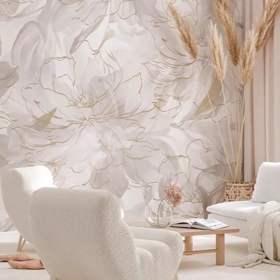 papel de parede Minimally high-end luxury feather warm American living room Nordic restaurant wallpaper customized mural