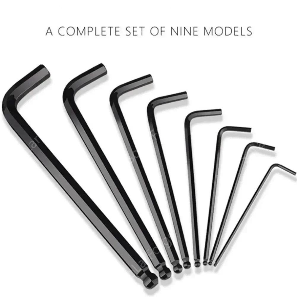 9Pcs Hex Wrench Set Allen Wrench Tool Square Wrench Torx Inner Hexagonal Long Ball End L Key With T-handle for Motocycle Repair