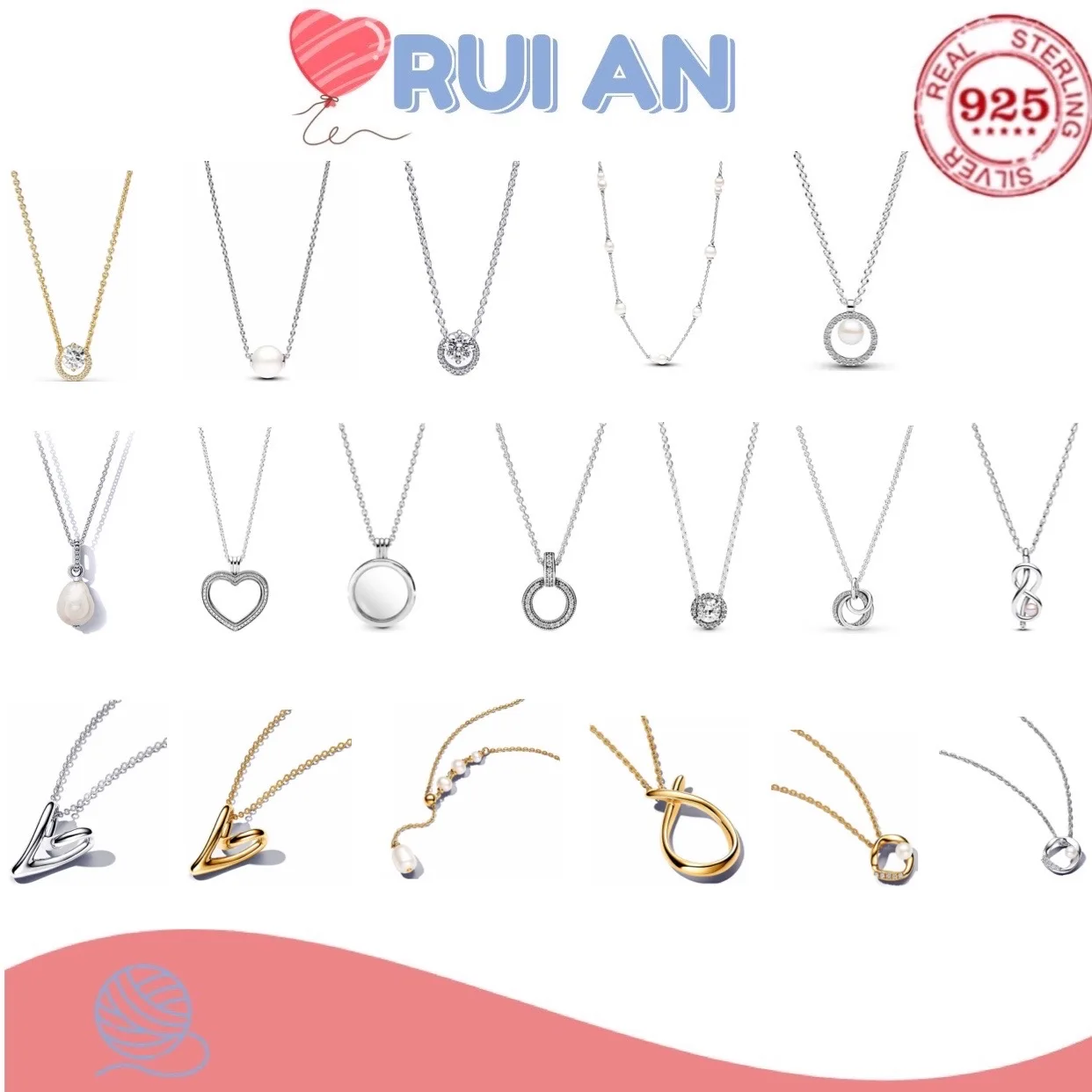 

Exquisite 925 sterling silver charm necklace original pearl heart-shaped women fashion jewelry suitable engagement festival gift