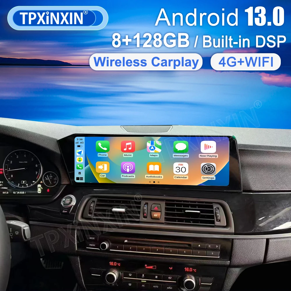 14.9 Inch Touchscreen For BMW 5 Series F10 F11 2010-2017 Android Wireless CarPlay GPS Navigation Reverse Camera