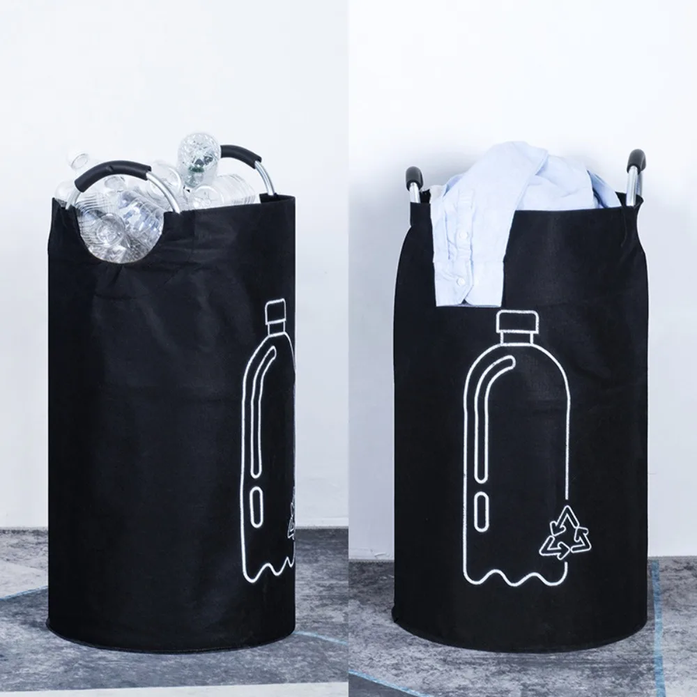82L Empty Bottle Storage Basket With Aluminum Handle Large Capacity Dirty Clothes Basket Folding Garbage Bin for Kitchen Office