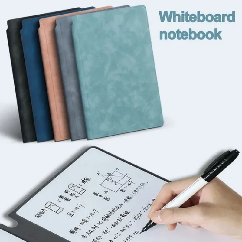 Smart Reusable Leather Notebook Smart Leather Memo Whiteboard Pen Wipes Portable Erasable Small Whiteboard Notebook