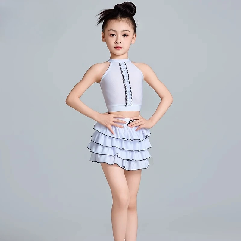 

Stage costumes Latin dance practice clothes new girls and childrens performance sets suits popular professional dance skirts
