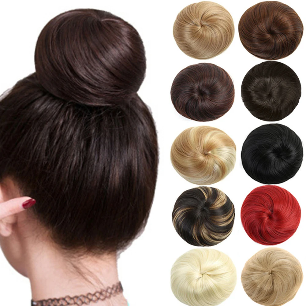 

Synthetic Donut Bun Scrunchie Chignons Hair High temperature Natural Fake Clip in Hair Ponytail Extensions Accessories