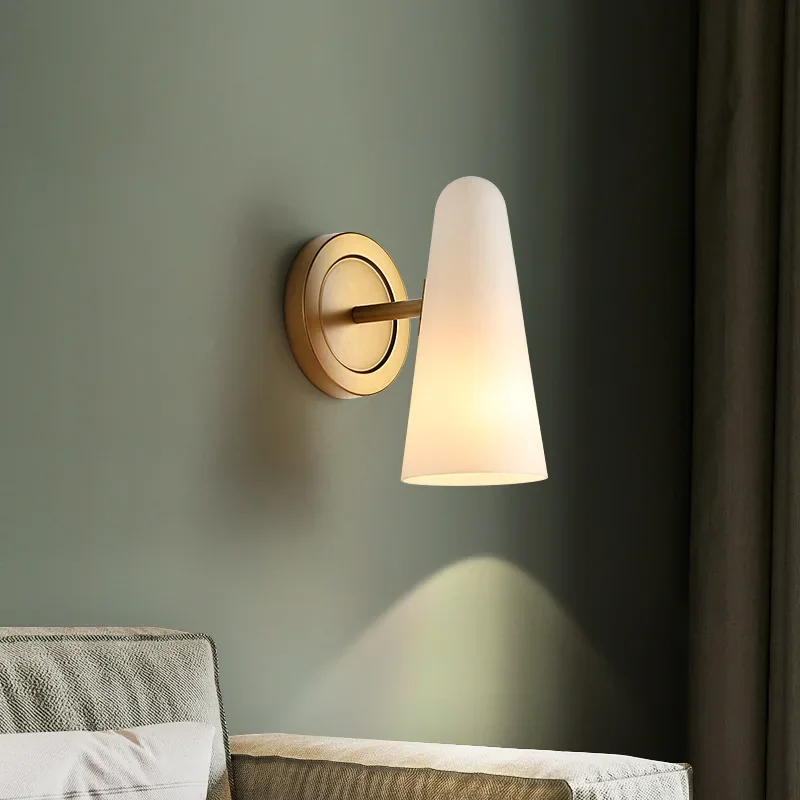 

Simple Milk Glass Wall Lamp Modern Wall Sconces for Bedroom Bathroom Home Decor Dining Room Cafe Office Light Fixture