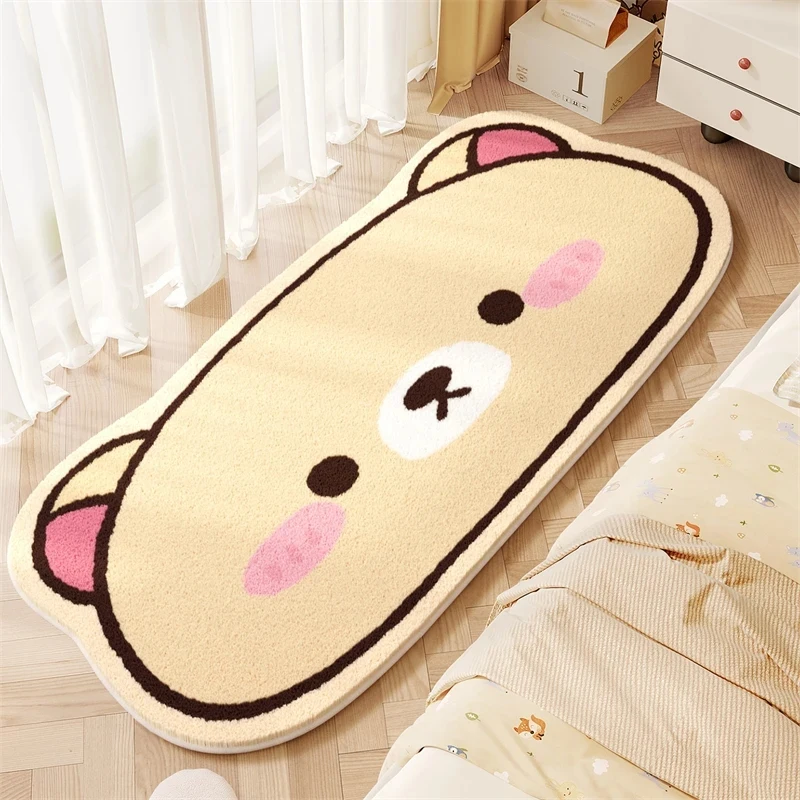 VIKAMA Kawaii Rilakkuma Soft Plush Rug Non-Slip Cozy Floor Mat for Kids Bedroom Nursery Playroom Home Decor Birthday Gift