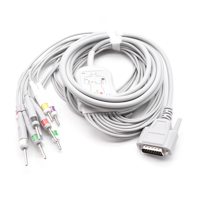 10-Lead EKG/ECG Patient Cable - AHA 15pin 4.0 Connector Disinfecting Type