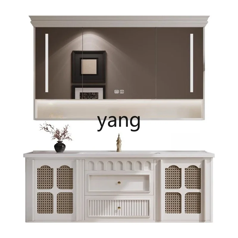 LTT French retro oak bathroom cabinet combination ceramic integrated washbasin toilet washstand