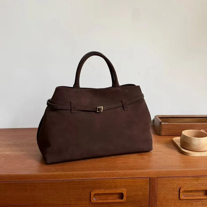 

Модная матовая кожаная сумка, женская пригородная большая сумка, модная сумка через плечо, большая сумка из воловьей кожи, повседневное использование