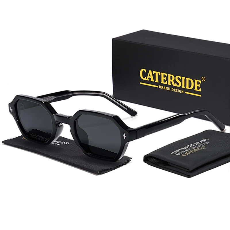 CATERDIDE Retro Polygonale Herren-Sonnenbrille, personalisiertes Design, quadratischer Rahmen, Sonnenbrille für Damen, Partys, Reisen, Urlaub, Brille – Detail 5