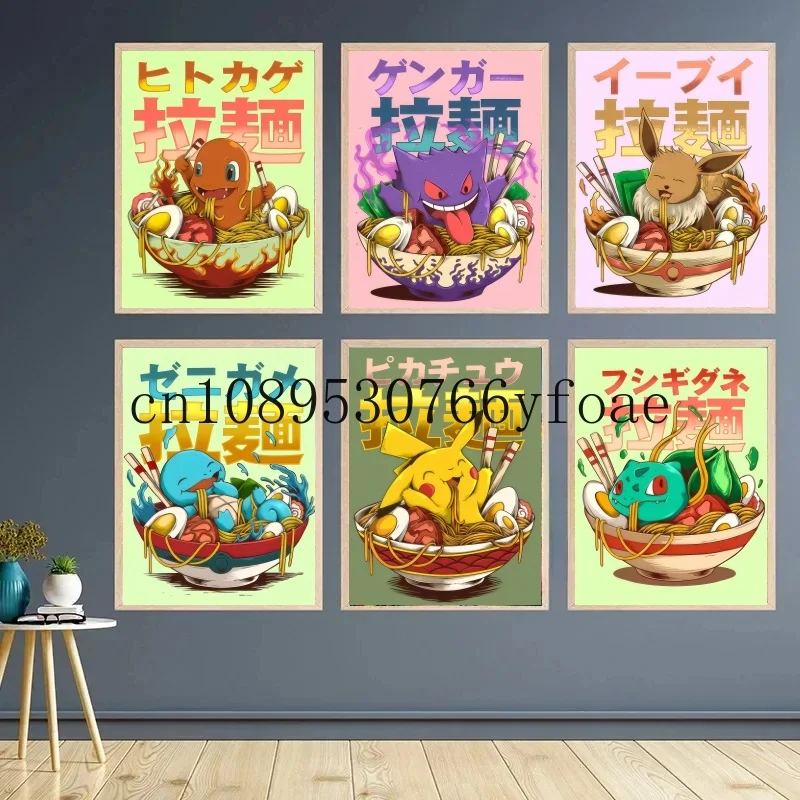 

Japanese Classic Anime Pokemon Poster Decor Pikachu Charizard Wall Art Canvas Painting Modern Dining Room Room Decorate Picture