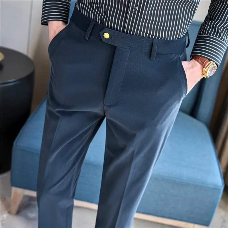 

2025 New Fall/Winter Imported Corduroy Fabric Casual Pants for Men,Blue Thickened Woolen Texture Business Casual Men's Trousers