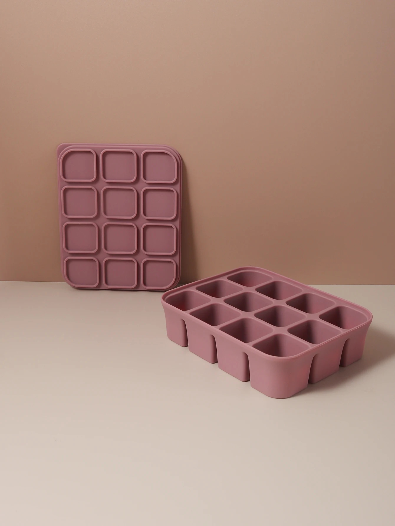 12 Grids Ice Tray Mold Box Silicone Square Kitchen Stackable DIY Whisky Press Baby Food Making