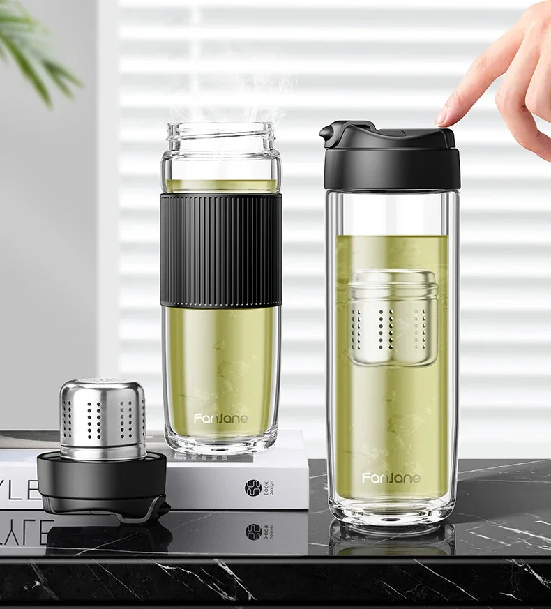 

Tea Glass Bottle with Magnetic Tea Infuser Magnet Filter Separable Tea Water Glass Water Bottle for Travel Car Business Gift