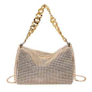 Sac à bandoulière brillant de luxe pour femmes, pochettes de soirée brillantes, bourse de fête, or argent, nouvelle collection 2023