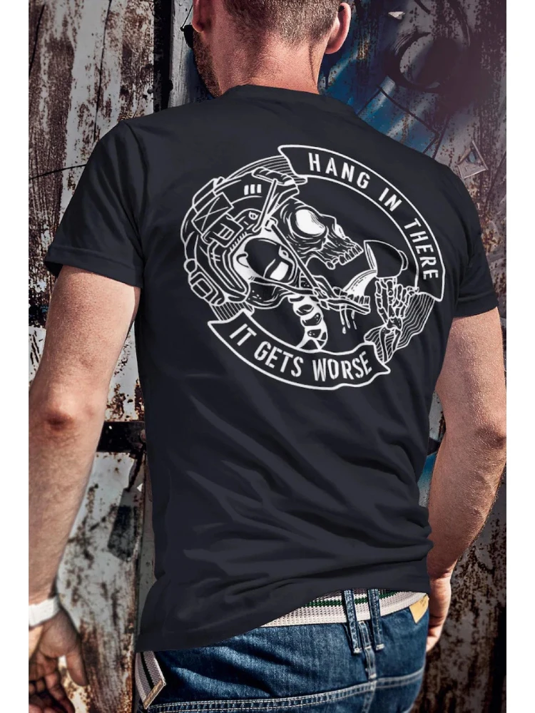 

Printed with the hang in there-it tegs worse Tactical Military pattern -100% cotton short sleeve O-neck printed men's T-shirt.