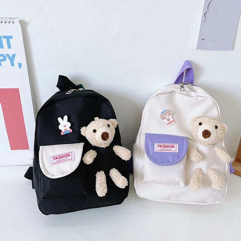 Cartoon Bear Canvas School Bags For Gilr Cute Kids Kindergarten Schoolbags Children Backpacks Girls Boy Book Bags Back Pack