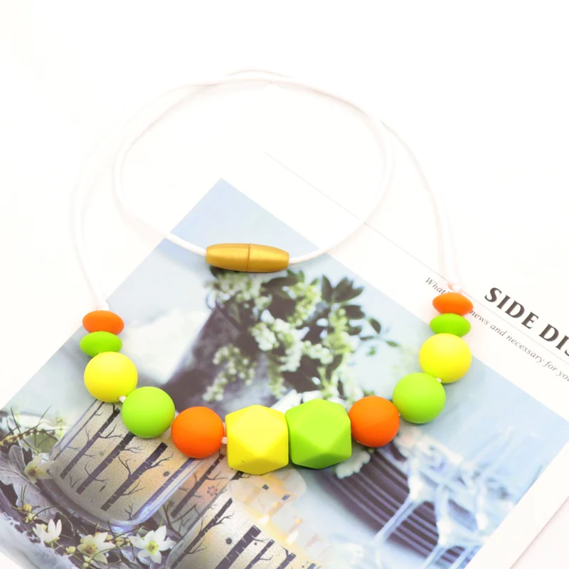 Infant Baby/Breastfeeding Women Teething Necklace Real Food Grade Silicone Beads Necklace For Chewable Nursing Baby Mordedor