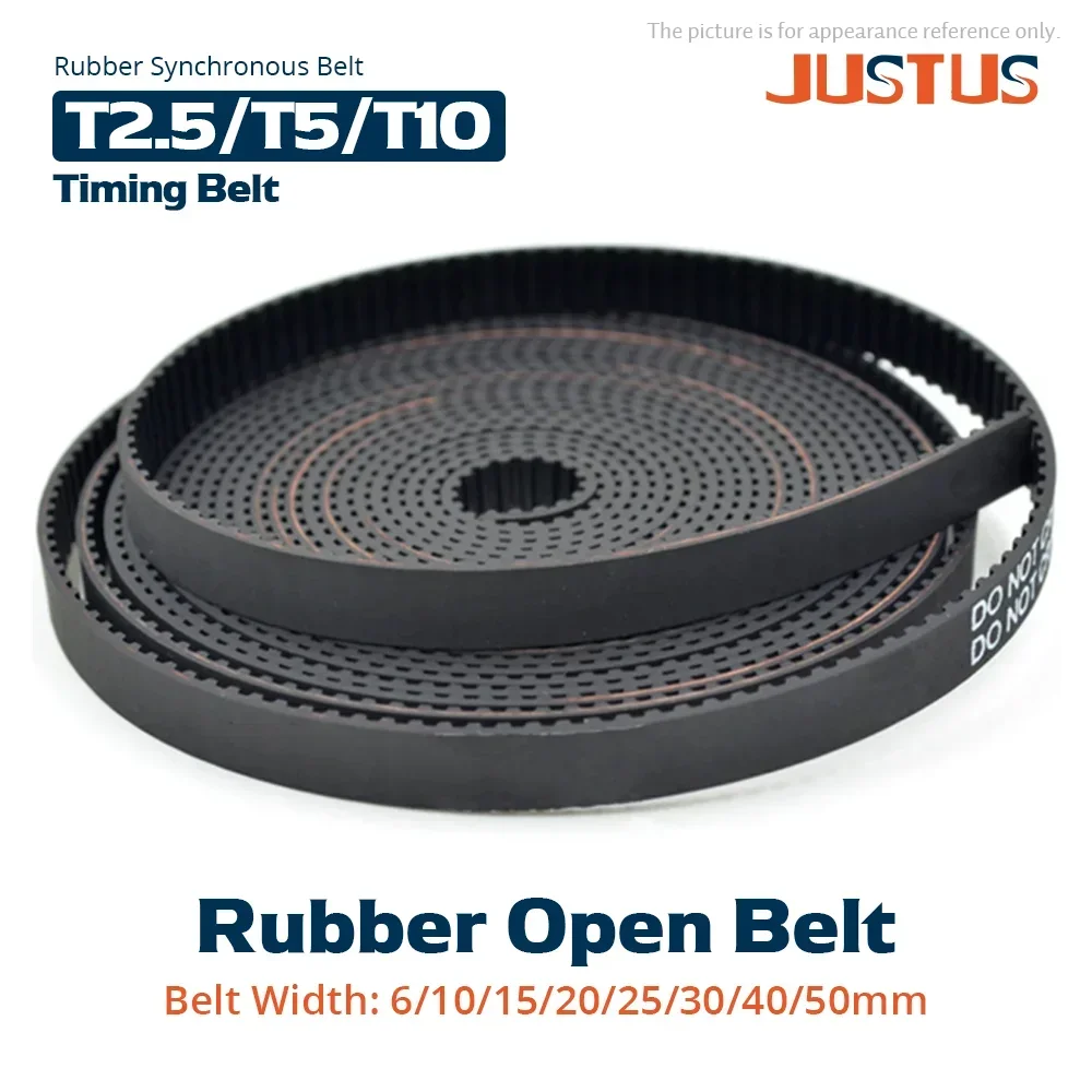 

T2.5/T5/T10 Type High Quality Rubber Open Belt Width 6/10/15/20/25/30/40/50mm Timing Rubber Transmission Belt For 3DPrinters Etc