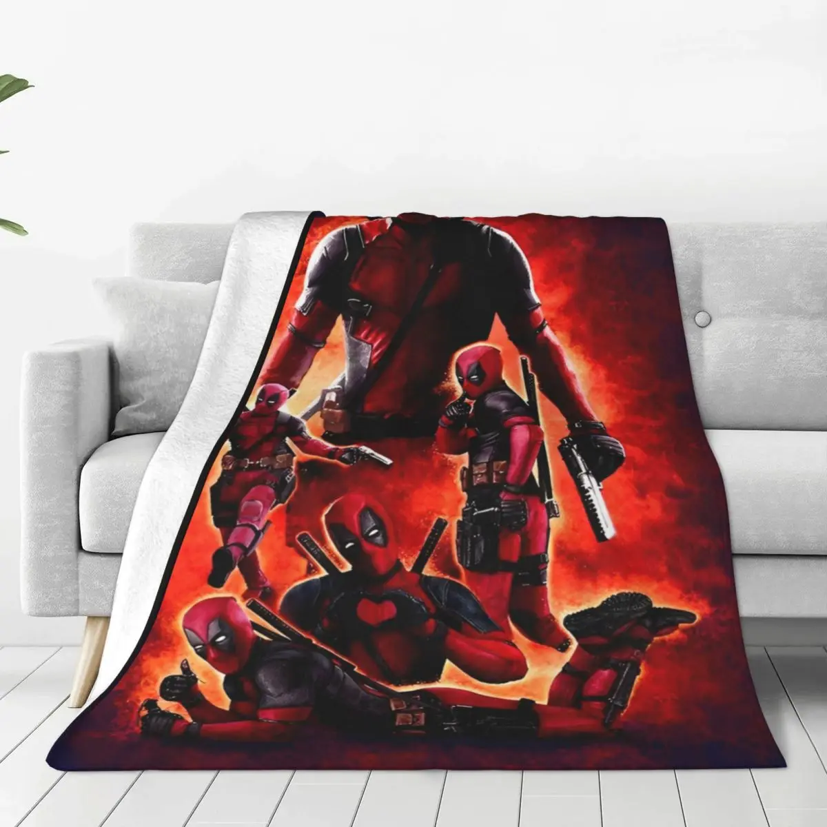 Marvel Deadpool & Wolverine Flannel Blanket Soft Durable Throw Blanket for Couch Chair Travel Novelty Bedspread Sofa Bed Cover