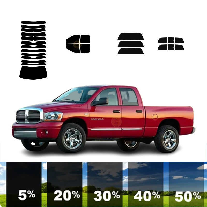 

precut Removable Window Tint Film For Car 100% UVR 5%-35%VLT Heat Insulation Carbon ﻿For DODGE RAM 1500 4 DR PU 2002-2008