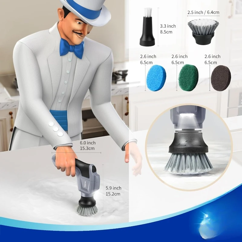 Spin Scrubber, Electric Cleaning Brush for Kitchen and Bathroom Cleaning, Waterproof , Cordless Spin Scrubber