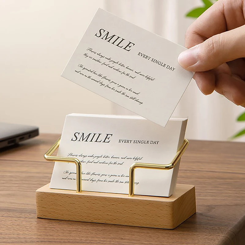Wooden Business Card Holder Organizer Office Desk Display Stand Tabletop Home Storage Accessories