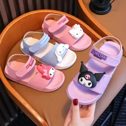 Kawaii Sanrio My Melody Hello Kitty Cinnamoroll sandali ragazza Summer Beach Shoes antiscivolo Soft Bottom Anime Figure Festival Gift