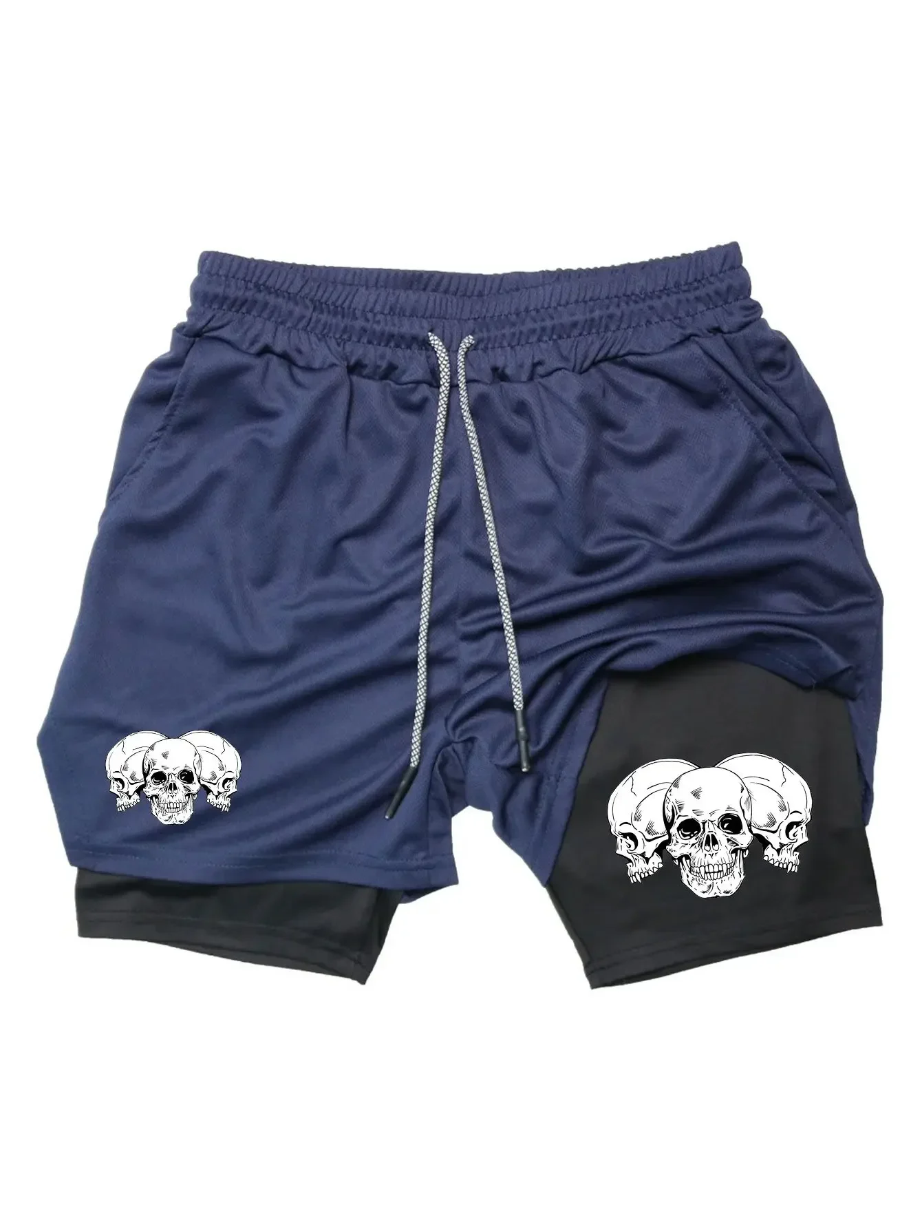 Zwei-in-Eins-Shorts für Herren; zweilagige Sportshorts; Fitnessstudio, Workout, Training und Laufshorts für Herrenbekleidung.