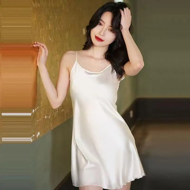 

Women's Clothing Pajamas Thin Version Straps Nightdress Sexy Ice Silk Base Layer Skirt Innerwear Vest Fashion Comfortable